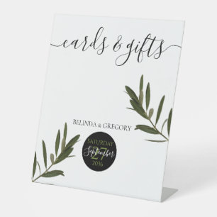 Olijfblad Groene Huwelijkskaarten & Cadeaus Reclamebord Met Voetstuk