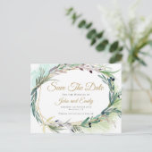 Olijfblad Waterverf Lijst/Save the Date Briefkaart (Staand voorkant)