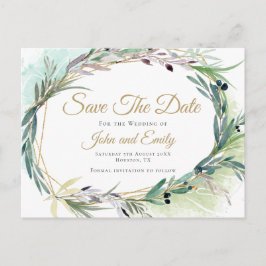 Olijfblad Waterverf Lijst/Save the Date Briefkaart
