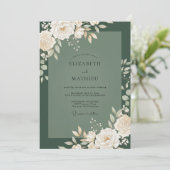 Olijfbladcrème Eucalyptus Bruiloft Kaart (Staand voorkant)