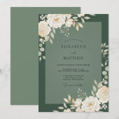 Olijfbladcrème Eucalyptus Bruiloft Kaart (Voorkant / Achterkant)