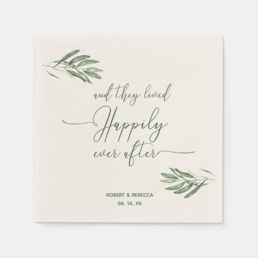 Olijfbladeren bruiloft servetten (Voorkant)