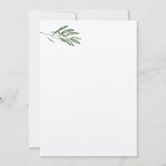 Olijfbladeren bruiloft uitnodiging (Achterkant)