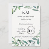 Olijfbladeren Bruiloft/Verloving/Diner Typeset Kaart (Voorkant)