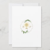 Olijfbladeren Charme Goud Eerste Heilige Communie Kaart (Achterkant)
