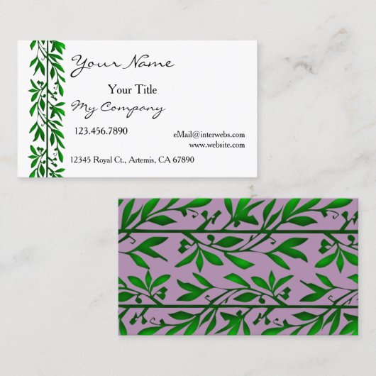 Olijfbladeren Eenvoudig elegant Visitekaartje (Voorkant / Achterkant)