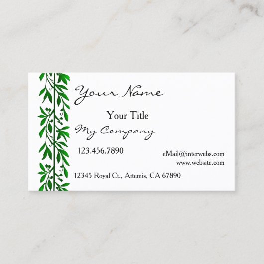 Olijfbladeren Eenvoudig elegant Visitekaartje (Voorkant)