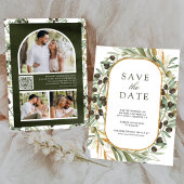 Olijfbladeren Fotocollage QR Code Wedding Save The Date