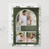 Olijfbladeren Fotocollage QR Code Wedding Save The Date (Achterkant)