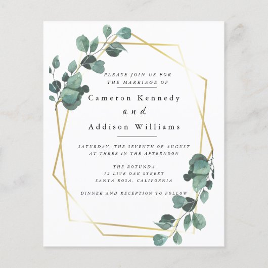 Olijfbladeren, Greenery Wedding Invitation Flyer (Voorkant)