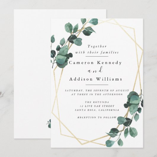 Olijfbladeren, Grieks huwelijk Kaart (Voorkant / Achterkant)