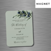 Olijfbladeren groen luxe bruiloft uitnodiging magneet