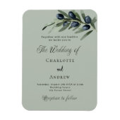 Olijfbladeren groen luxe bruiloft uitnodiging magneet (Verticaal)