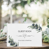 Olijfbladeren groen Mr Mrs Wedding Gastenboek