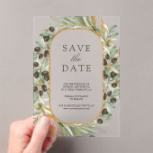 Olijfbladeren Huwelijk Save the Date Acryl Uitnodigingen (Insitu (Draagbaar))