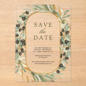 Olijfbladeren Huwelijk Save the Date Acryl Uitnodigingen (Voorkant)