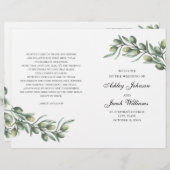 Olijfbladeren. Italiaans trouwprogramma gevouwen (Voorkant / Achterkant)