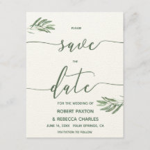 Olijfbladeren Save the Date Kaart