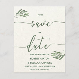 Olijfbladeren Save the Date Kaart