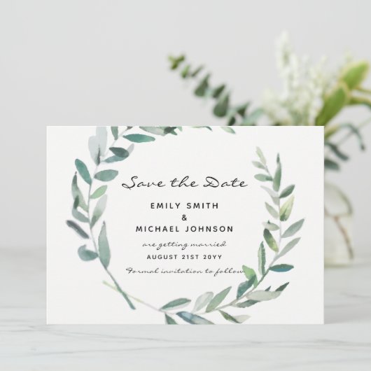 Olijfbladeren sparen de Datum Moderne Kaart (Staand voorkant)