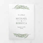 Olijfbladeren tak foto collage 3 in 1 bruiloft drieluik uitnodiging (Cover)