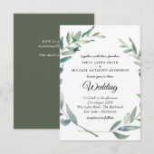 Olijfbladeren Trouw Uitnodiging Groene Moderne (Voorkant / Achterkant)