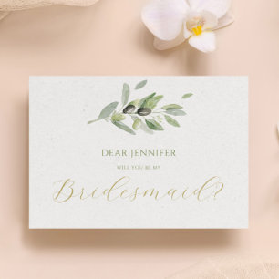 Olijfbladeren  Wil je mijn bruidsmeisje zijn Kaart
