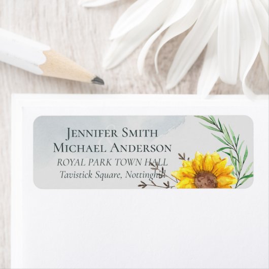 Olijfbladeren Zonnebloemen Landelijke Bruiloft Etiket (Insitu)