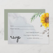 Olijfbladeren Zonnebloemen Rustieke Trouwdag Uitnodiging Briefkaart (Voorkant / Achterkant)