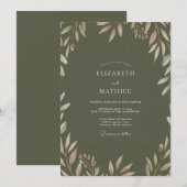 Olijfbladgrijs Eucalyptus Bruiloft Kaart (Voorkant / Achterkant)