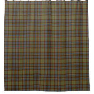 Olijfblauw Oranje Tartan Schotse Ruit Badgordijn Douchegordijn