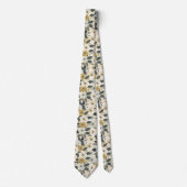 Olijfbloemen bruin en wit stropdas (Voorkant)