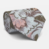 Olijfbloemontwerp in pastel roze en geel stropdas (Opgerold)