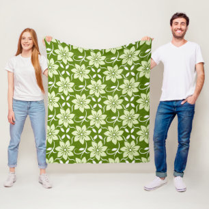 Olijfbloesem herhaling fleece deken