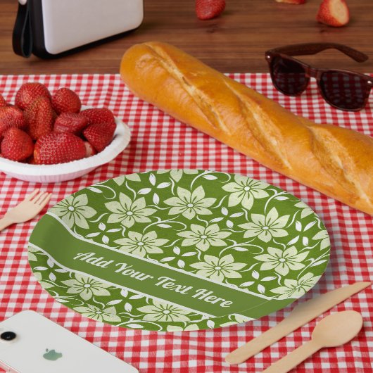 Olijfbloesem herhaling papieren bordje (Picknick)
