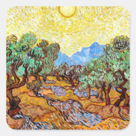 Olijfbomen (1889) landschapskunst Vincent Van Gogh Vierkante Sticker