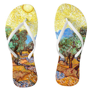 Olijfbomen (1889) Van Gogh Landschapskunst Unisex Teenslippers