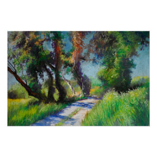 Olijfbomen aan zee – Mediterrane Pastel Perfect Poster