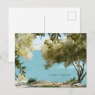 Olijfbomen en Ionische zee, Kassiopi, eiland Corfu Briefkaart