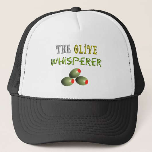 Olijfbomen Gifts "The Olive Whisperer" Trucker Pet (Voorkant)