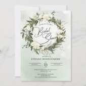 Olijfbomen groene bladeren witte rozen boho kaart (Voorkant)