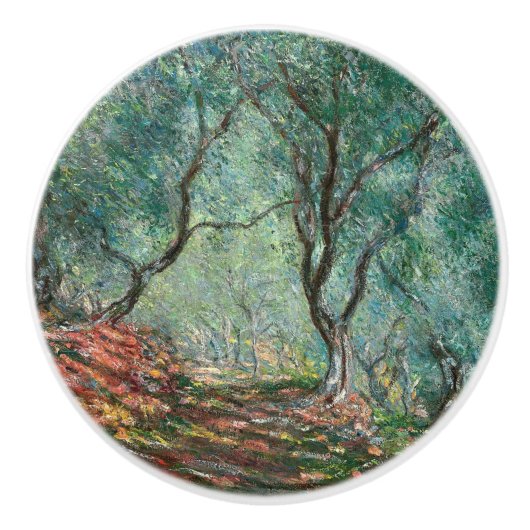 Olijfbomen in de tuinen Moreno (door Monet) Keramische Knop (Voorkant)