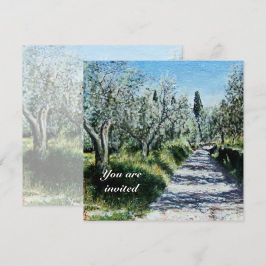 OLIJFBOMEN IN FLORENCE groen blauw wit bruin Kaart (Voorkant / Achterkant)