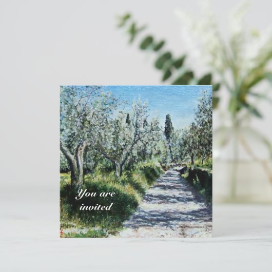 OLIJFBOMEN IN FLORENCE groen blauw wit bruin Kaart (Staand voorkant)