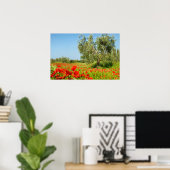 Olijfbomen in het poster van papavervelden (Thuiskantoor)