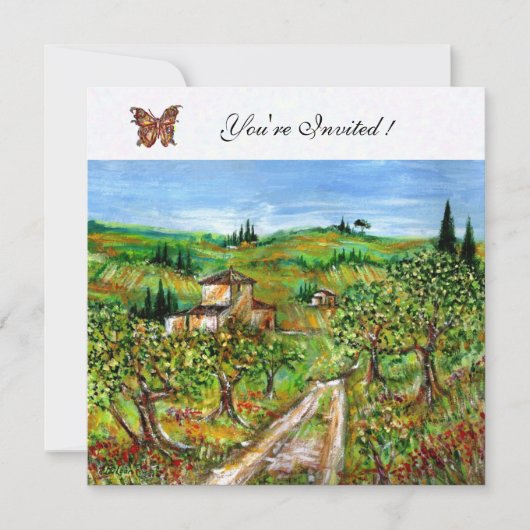 OLIJFBOMEN IN TUSCANIE,geel groen wit Kaart (Voorkant)
