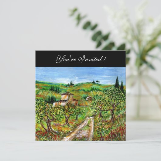 OLIJFBOMEN IN TUSCANJE,geel groen zwart Kaart (Staand voorkant)