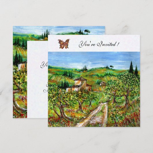 OLIJFBOMEN IN TUSCANY, geel, groen wit Kaart (Voorkant / Achterkant)