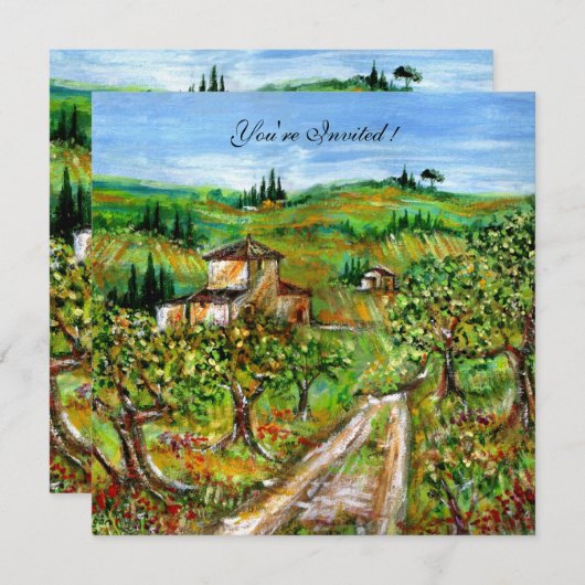 OLIJFBOMEN IN TUSCANY, geel, groen wit Kaart (Voorkant / Achterkant)