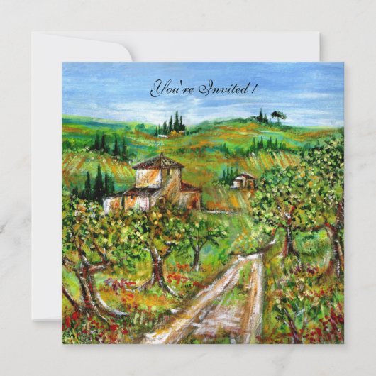 OLIJFBOMEN IN TUSCANY, geel, groen wit Kaart (Voorkant)